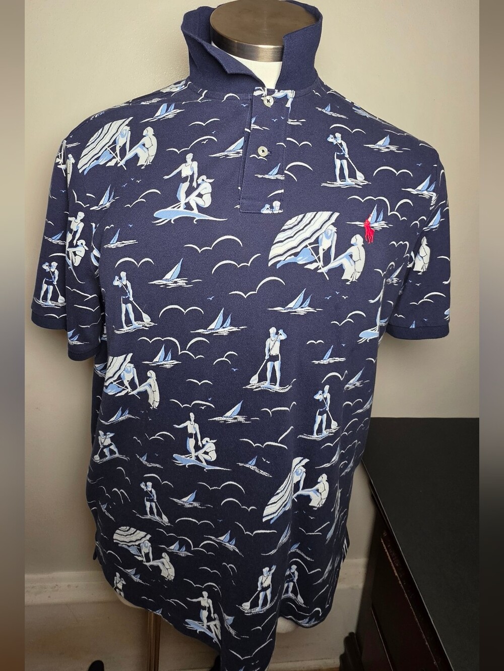 Polo by Ralph Lauren Navy Blue Surf-Print Polo